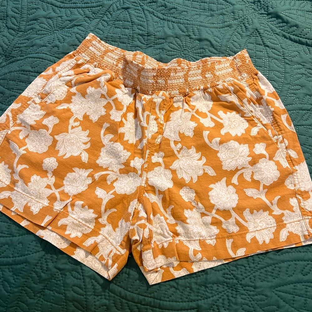Briggs New York Orange Floral Elastic-Waist Athletic Shorts